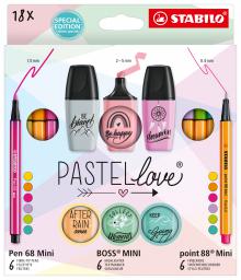 Popisova Stabilo mini world 18ks pastel set