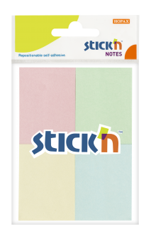 Samolepic bloek Stick'n by Hopax, 38 x 51 mm, pastel mix, 4 x 50 lstk