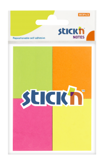 Samolepic bloek Stick'n by Hopax, 38 x 51 mm, neon mix, 4 x 50 lstk