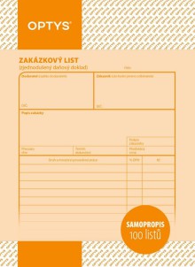Zakzkov list OPTYS A5, samopropisovac, 100 list