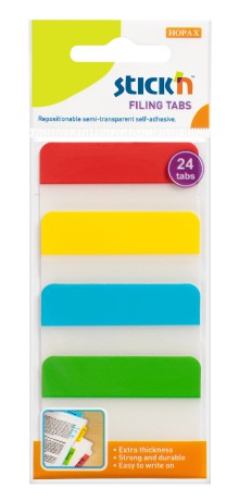 Samolepic� plastov� z�lo�ky Stick'n by Hopax, extra pevn�, 38 x 51 mm, mix barev, 4 x 6 z�lo�ek