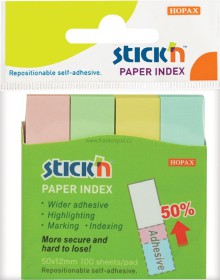 Samolepic� pap�rov� z�lo�ky Stick'n by Hopax, 50 x 12 mm, neon mix, 4 x 100 l�stk�