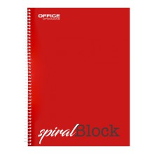 Pozn�mkov� blok krou�kov� Spiral Block, A4, linkovan�, �erven�, 80 list�