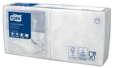 Ubrousky Tork 477534, koktejlov�, 2vrstv�, 24 x 24 cm, b�l�, 200 ks